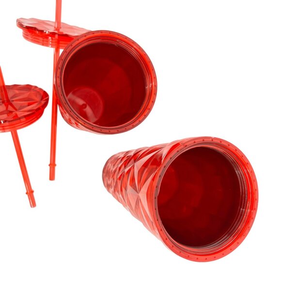 Starbucks Poinsettia Red Prism Tumbler Set With Lids Straws 16 Oz & 24 Oz - Picture 13 of 16